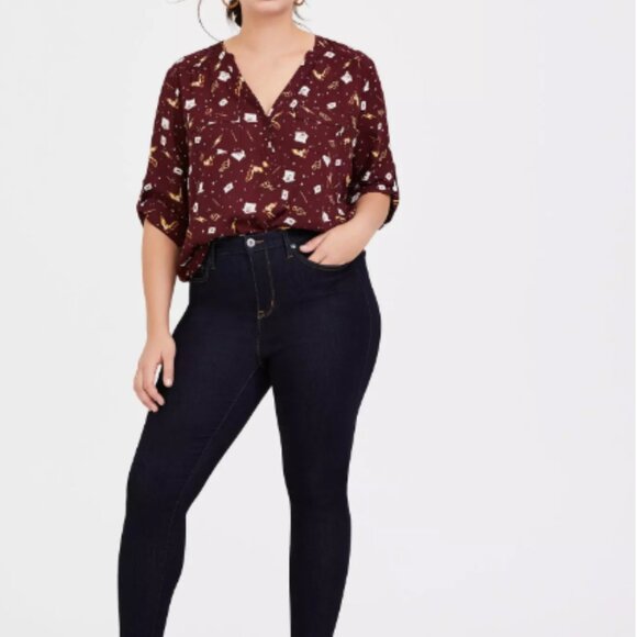 Harry Potter Red Stars & Wands Georgette Harper Blouse - Picture 3 of 7